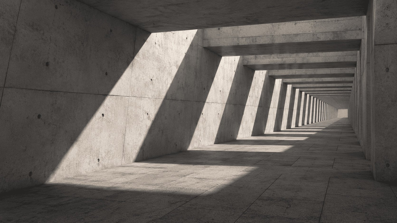 ASHEN — brutalist concrete corridor